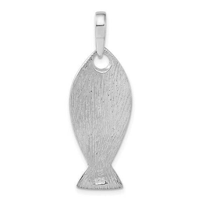 Sterling Silver 925 Polished Abalone Fish Pendant