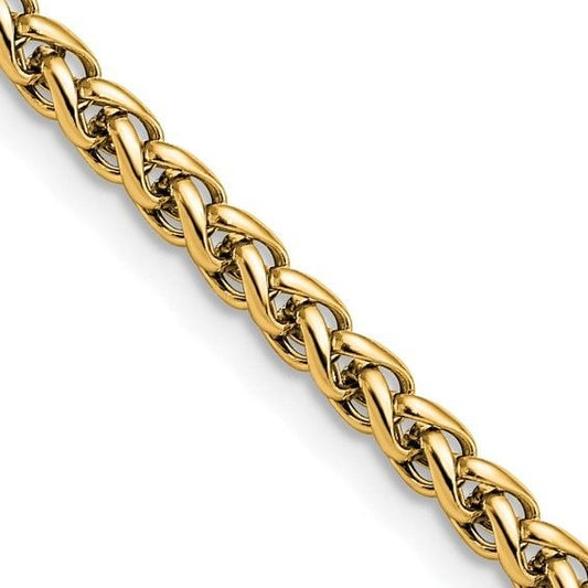 Chisel Stainless Steel Polished Yellow IP-plated 4mm 20 inch Wheat Chain