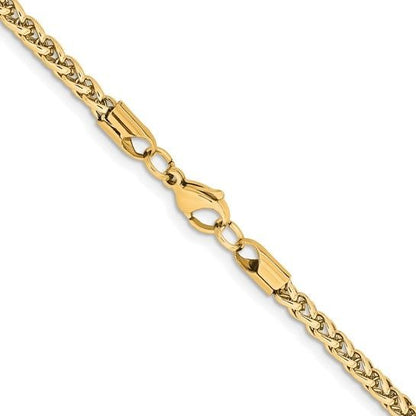 Chisel Stainless Steel Polished Yellow IP-plated 4mm 20 inch Wheat Chain
