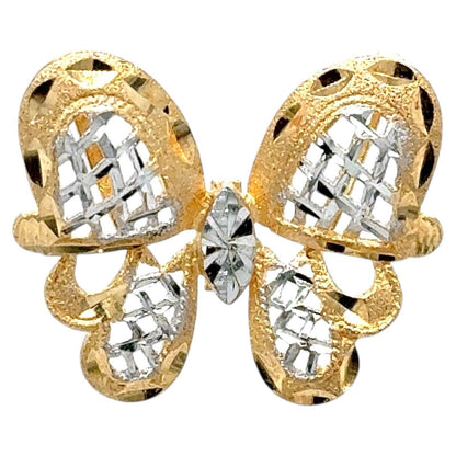 14k White and Yellow Gold Butterfly Pendant Charm 2.0g
