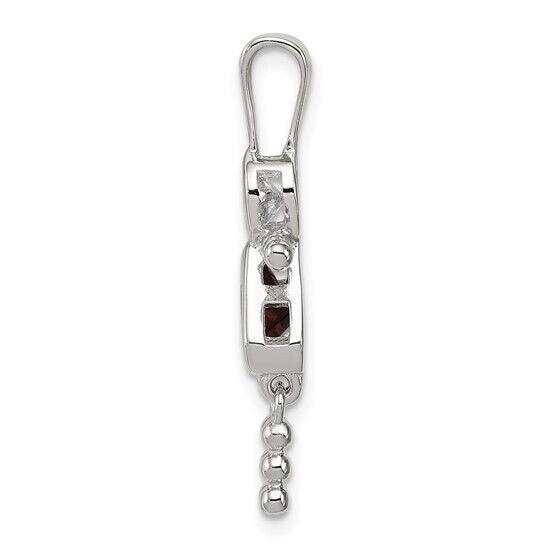 Sterling Silver Rhodium CZ and Birthstone Purple February Glass Girl Pendant