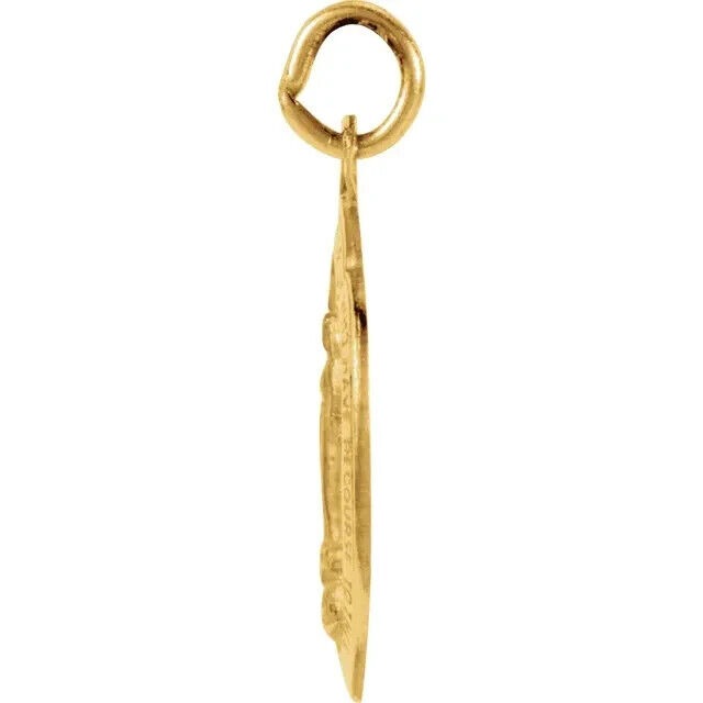 14K Yellow Gold Oval Miraculous Medal Virgin Mary Pendant 18x12mm Religious Charm