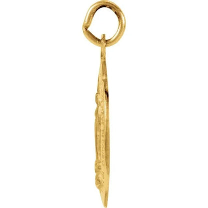 14K Yellow Gold Oval Miraculous Medal Virgin Mary Pendant 18x12mm Religious Charm