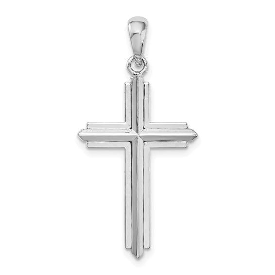 Sterling Silver Rhodium-Plated Passion Cross Pendant