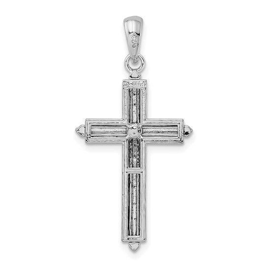 Sterling Silver Rhodium-Plated Passion Cross Pendant