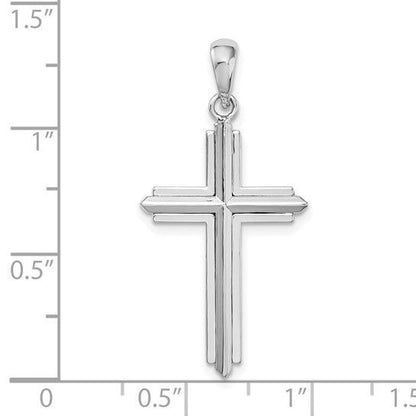 Sterling Silver Rhodium-Plated Passion Cross Pendant