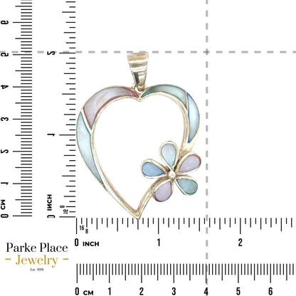 .925 Sterling Silver Heart and Flower Pendant 18.2g