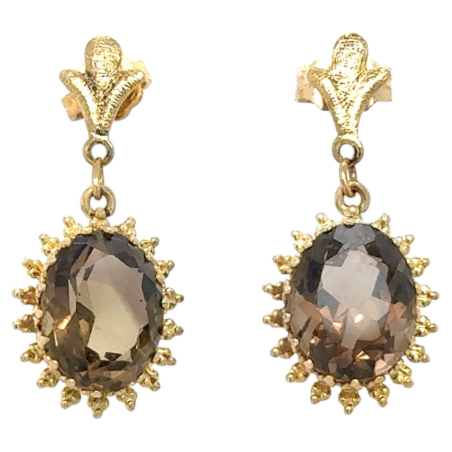 Smokey Quartz 10k Yellow Gold Dangle Earrings 2.4g