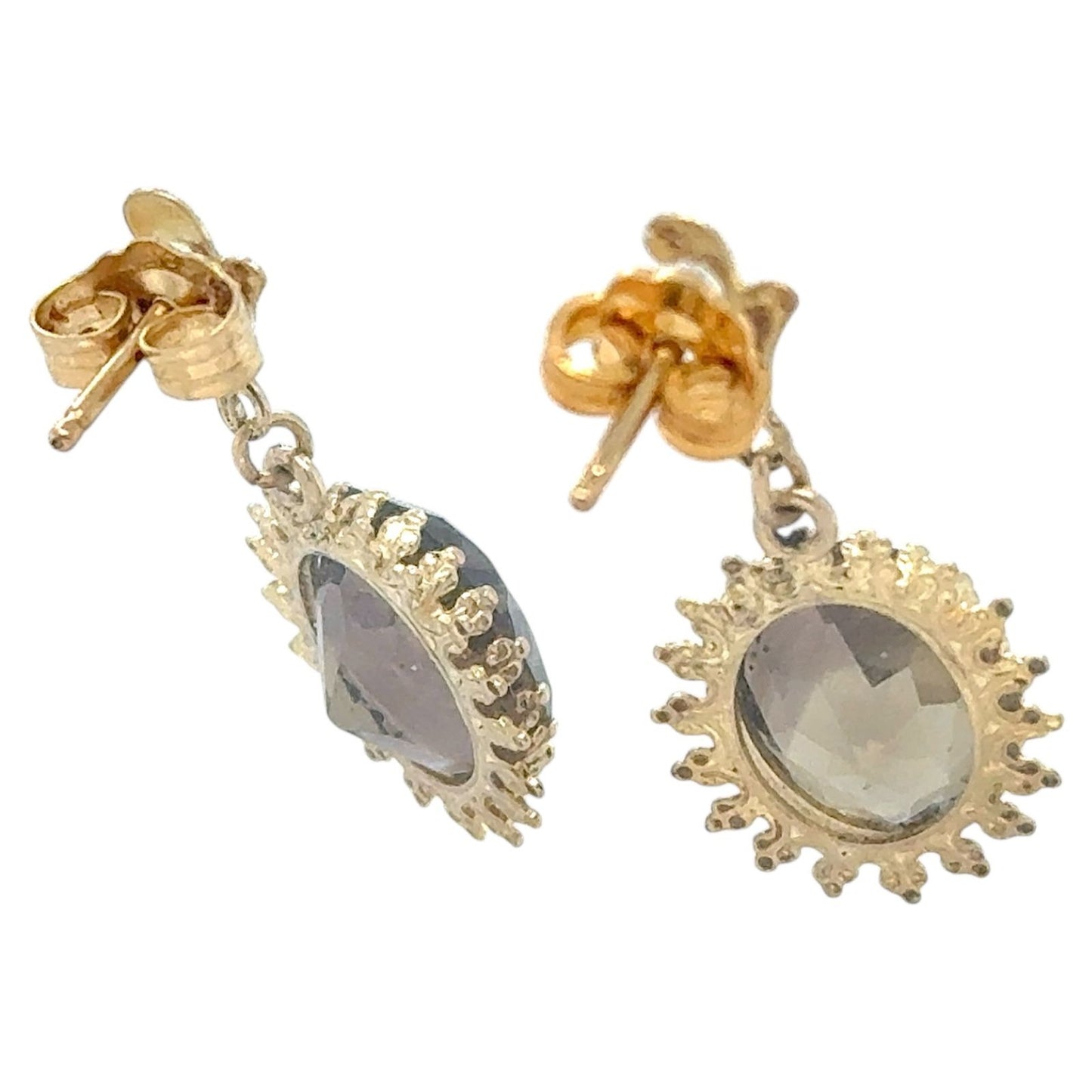 Smokey Quartz 10k Yellow Gold Dangle Earrings 2.4g