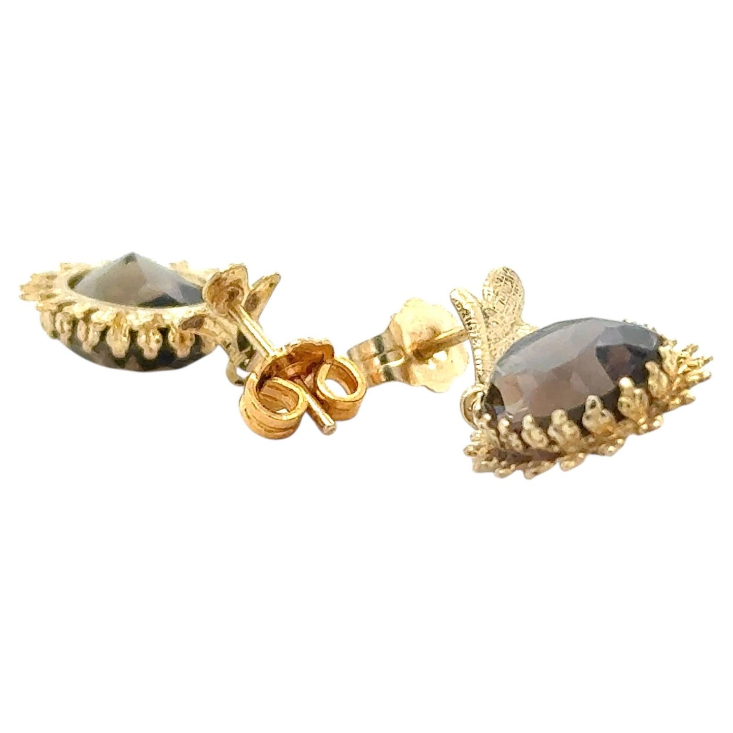 Smokey Quartz 10k Yellow Gold Dangle Earrings 2.4g
