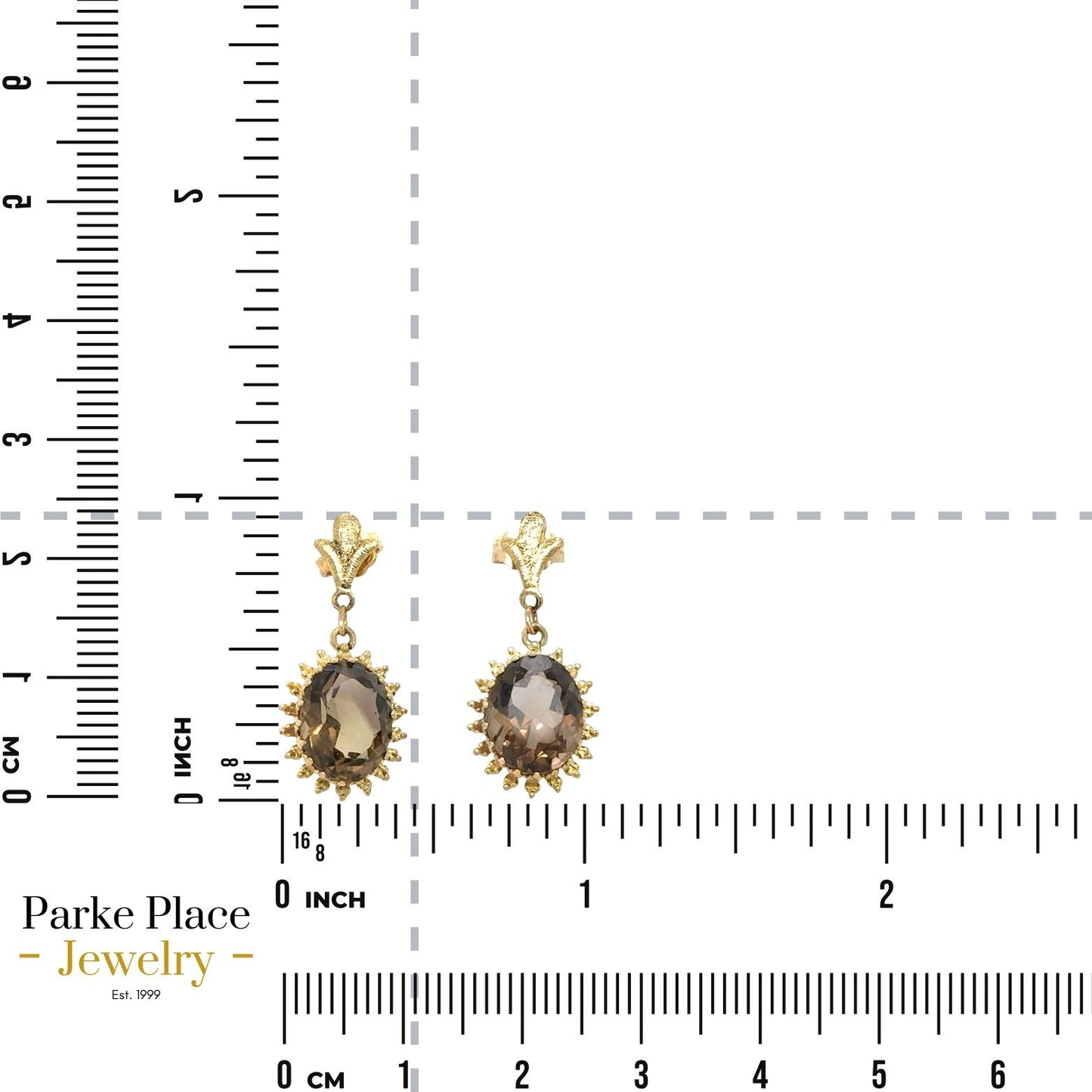 Smokey Quartz 10k Yellow Gold Dangle Earrings 2.4g