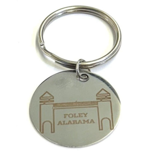 Foley, Alabama Walkway Bridge Stainless Steel Round Keychain