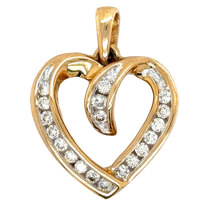 1/2ct Diamond Heart 14k Yellow Gold Pendant 3.7g