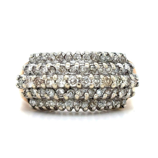 1 Ctw Diamond Cocktail Ring Solid 10k Yellow Gold Size 8.25  6.0g