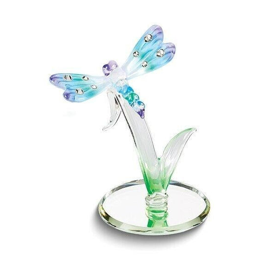 Glass Baron Rainbow Dragonfly Handcrafted Glass Figurine