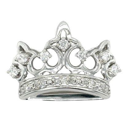 10k White Gold 1/4ctw Diamond Crown Pendant 2.2g