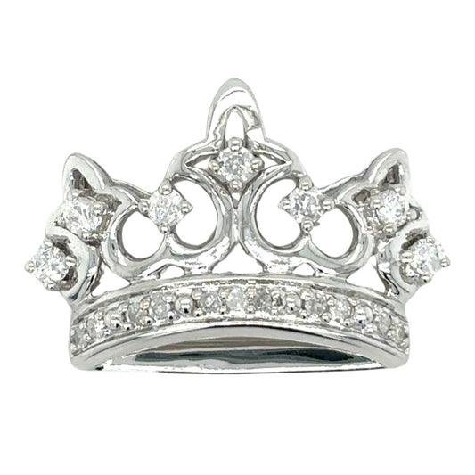10k White Gold 1/4ctw Diamond Crown Pendant 2.2g