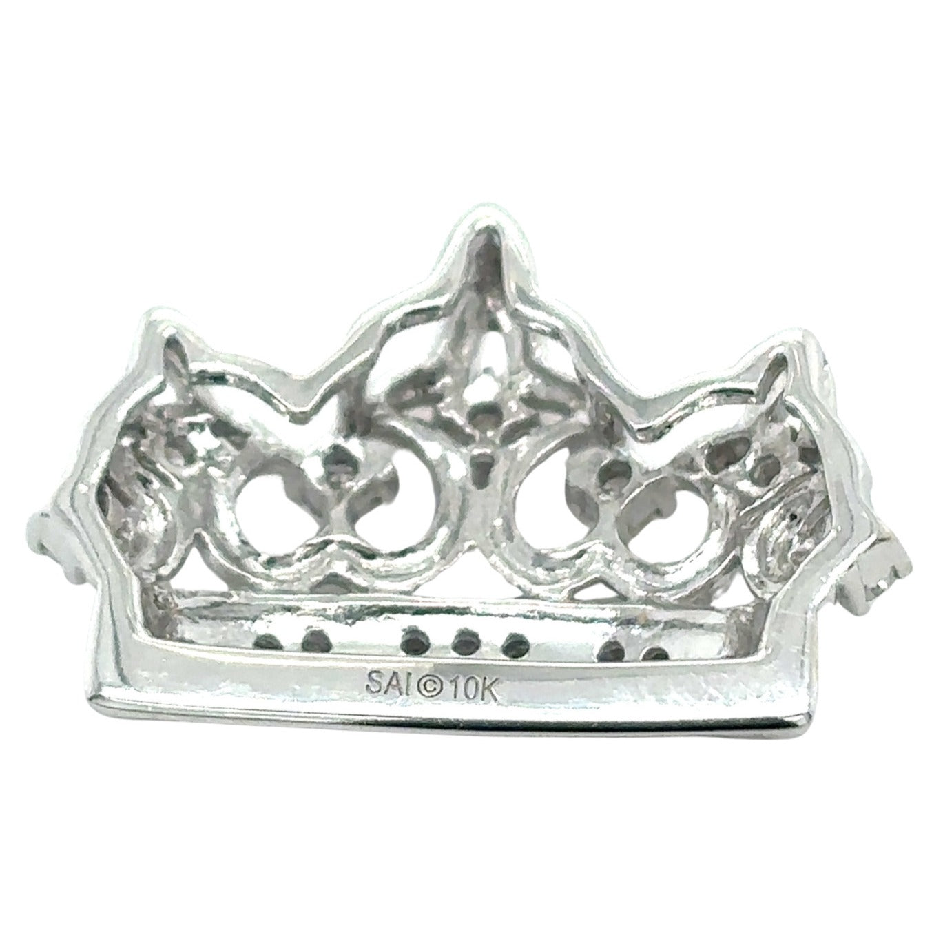 10k White Gold 1/4ctw Diamond Crown Pendant 2.2g