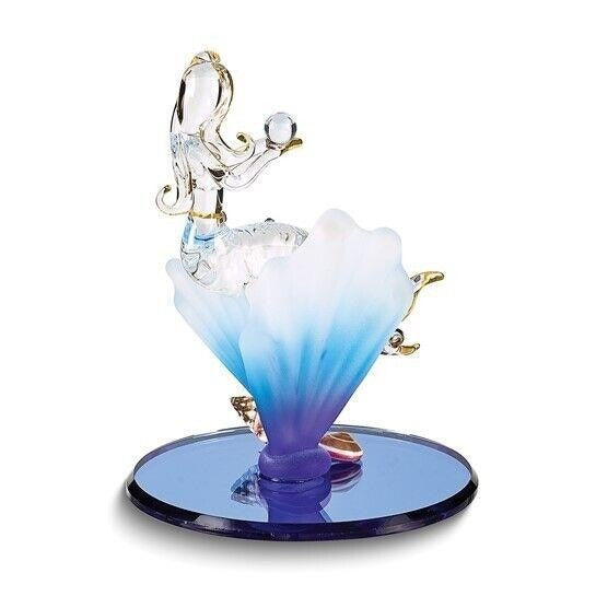 Glass Baron Mermaid on Shell Handcrafted Glass Figurine with 22k Gold Trim