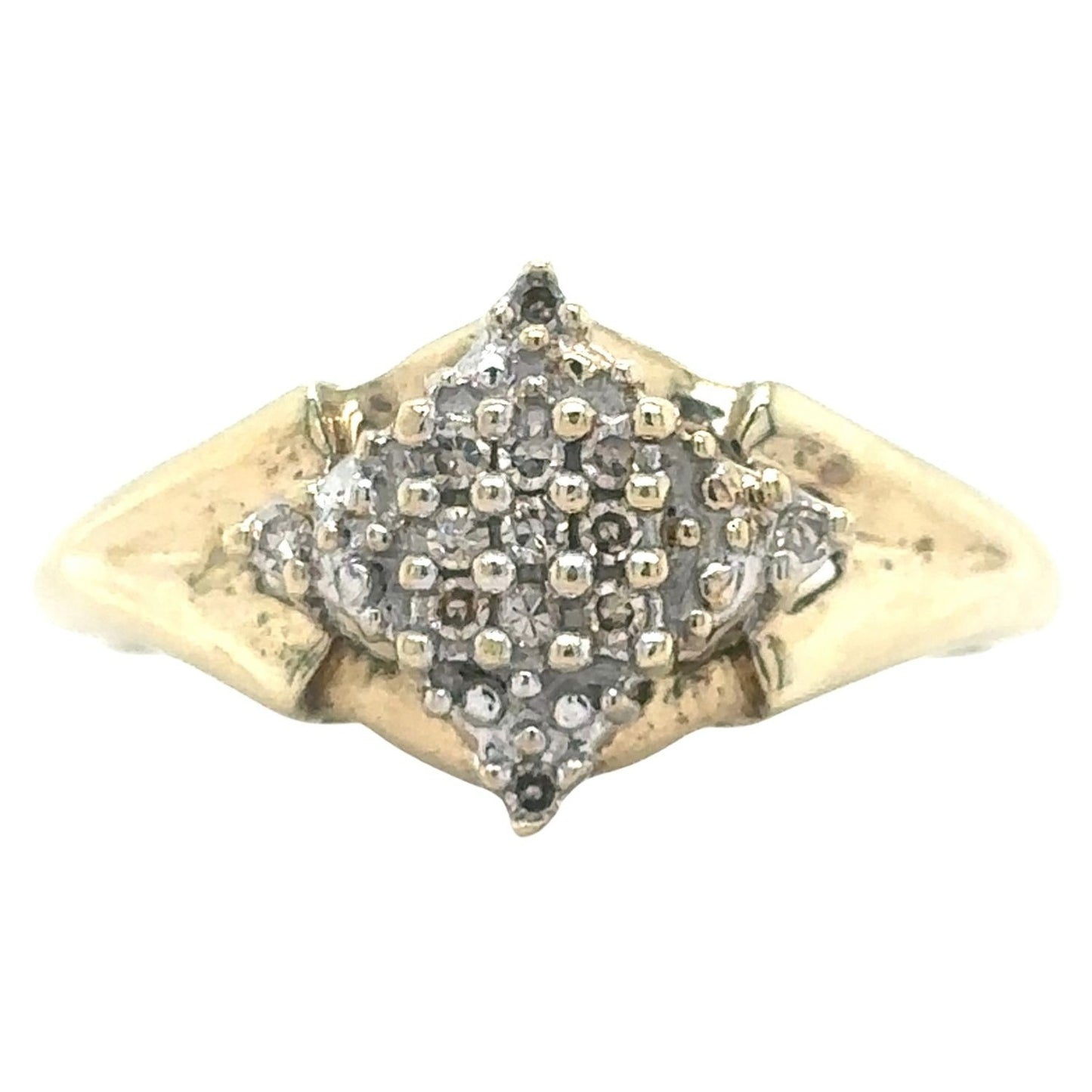 1/4ctw Diamond Cluster 10k Yellow Gold Size 7.25 Ring 2.3g