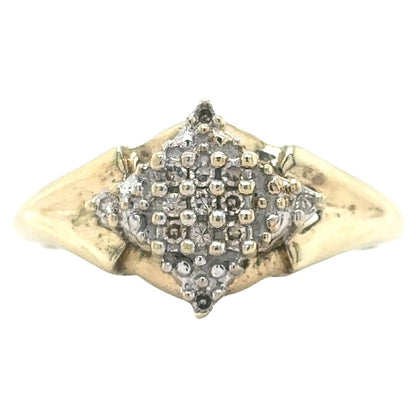 1/4ctw Diamond Cluster 10k Yellow Gold Size 7.25 Ring 2.3g