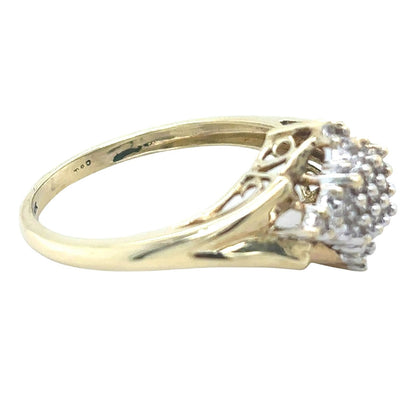 1/4ctw Diamond Cluster 10k Yellow Gold Size 7.25 Ring 2.3g