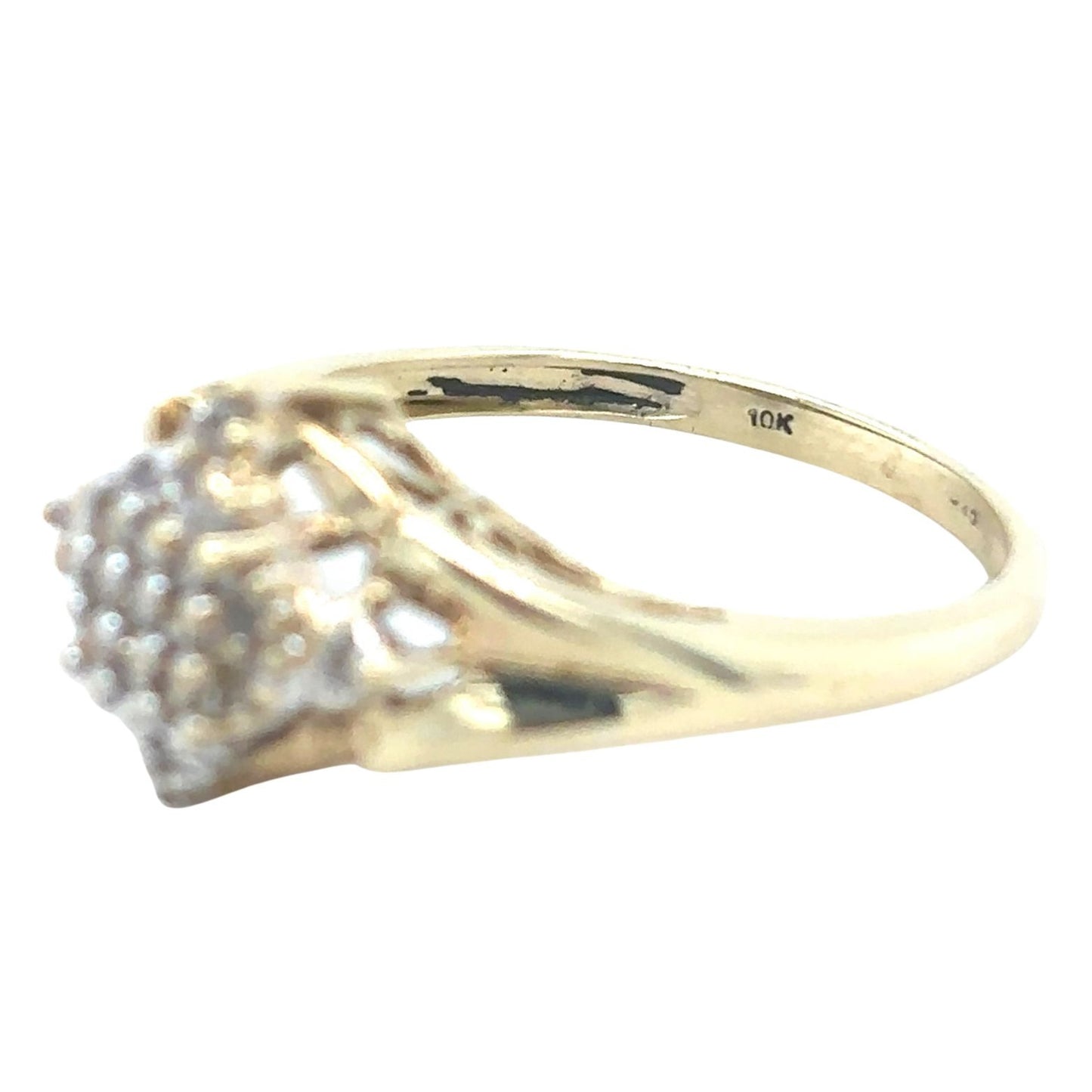 1/4ctw Diamond Cluster 10k Yellow Gold Size 7.25 Ring 2.3g