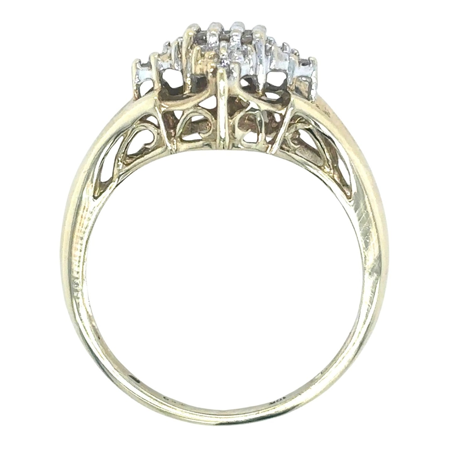 1/4ctw Diamond Cluster 10k Yellow Gold Size 7.25 Ring 2.3g