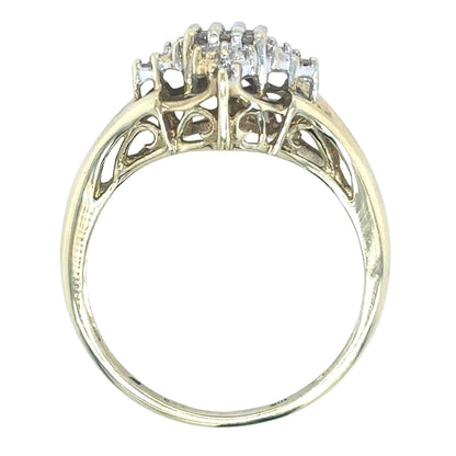1/4ctw Diamond Cluster 10k Yellow Gold Size 7.25 Ring 2.3g