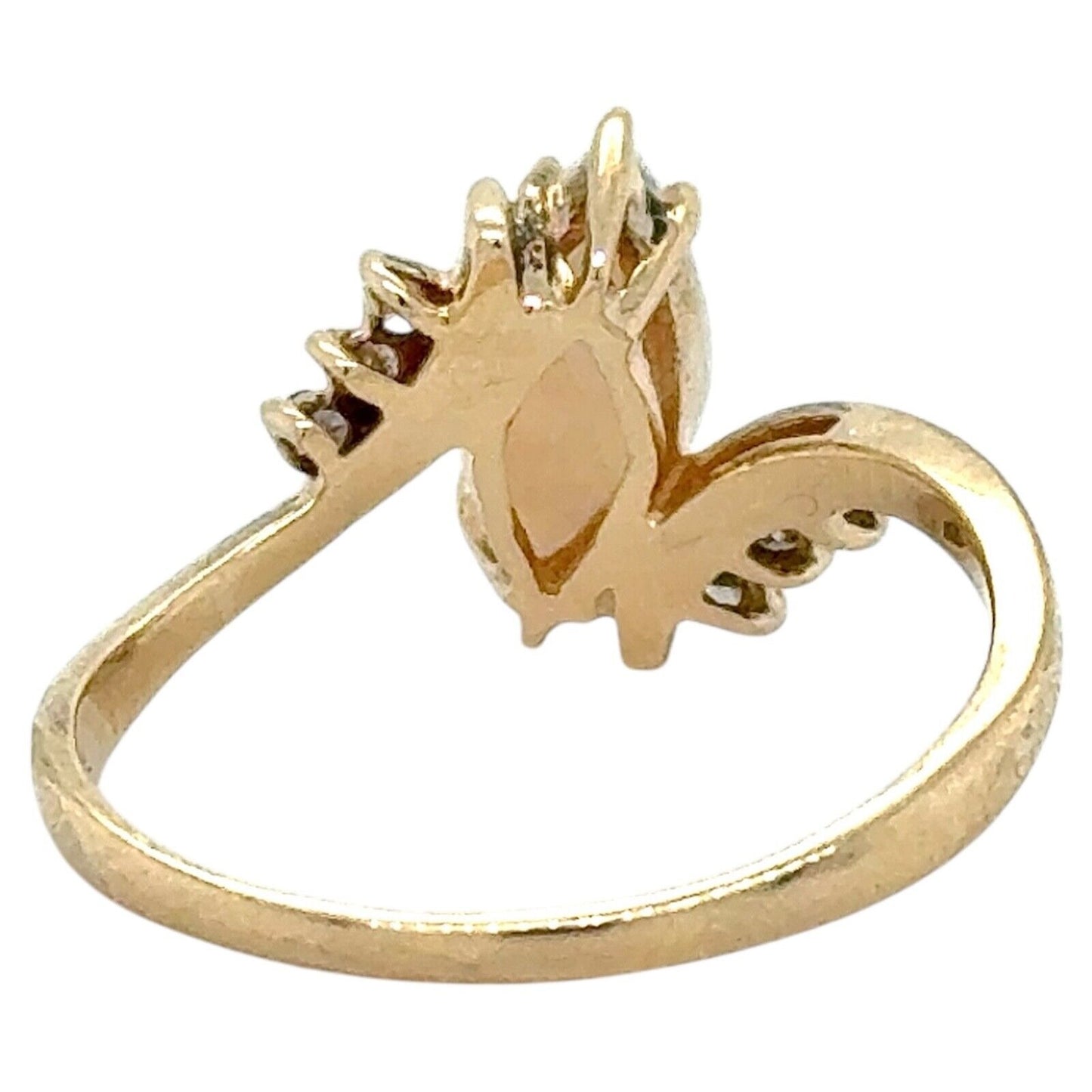14K Yellow Gold Marquise Opal Ring With Diamond Accents Size 10.5 3.5g