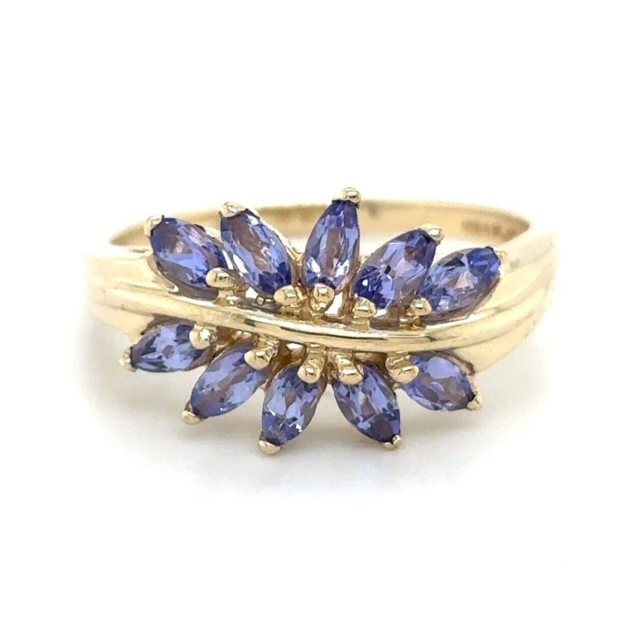 Tanzanite Cluster 10k Yellow Gold Ring 2.8g Size 7
