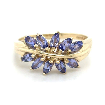 Tanzanite Cluster 10k Yellow Gold Ring 2.8g Size 7