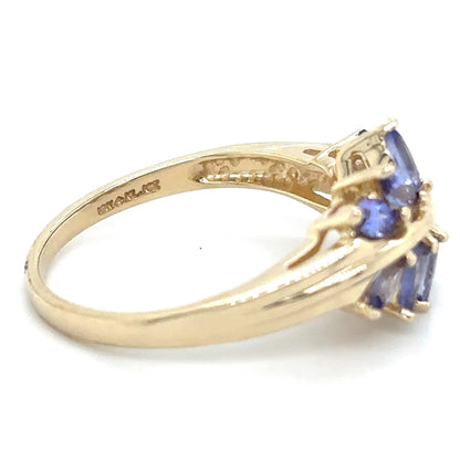 Tanzanite Cluster 10k Yellow Gold Ring 2.8g Size 7