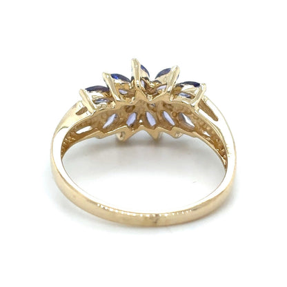 Tanzanite Cluster 10k Yellow Gold Ring 2.8g Size 7