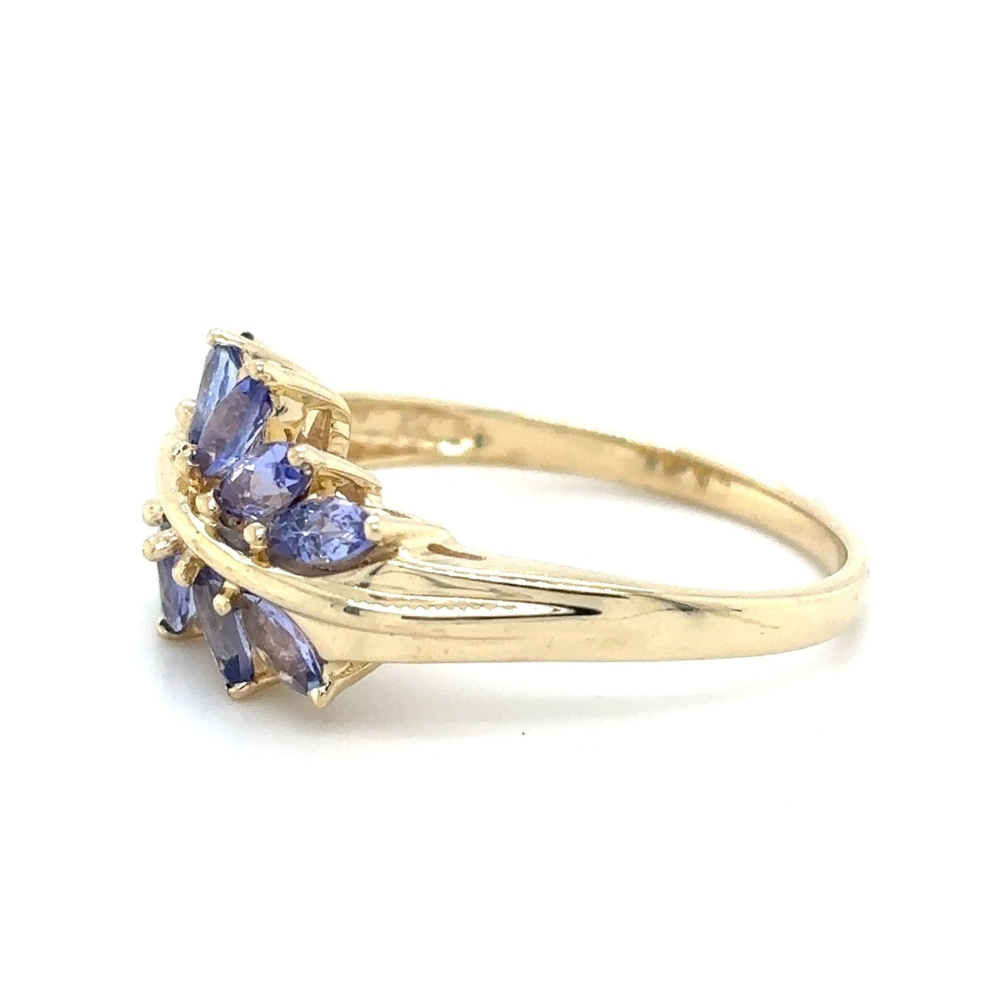 Tanzanite Cluster 10k Yellow Gold Ring 2.8g Size 7
