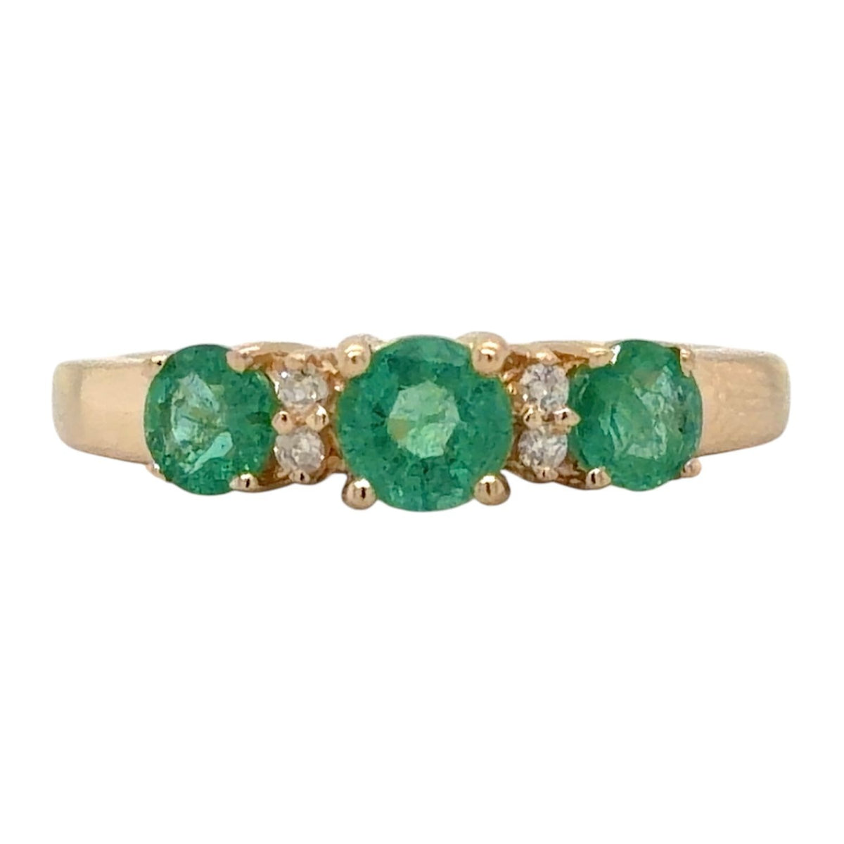 Emerald & Diamond 14k Yellow Gold Ring 3g Size 7