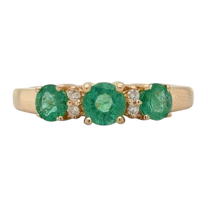 Emerald & Diamond 14k Yellow Gold Ring 3g Size 7