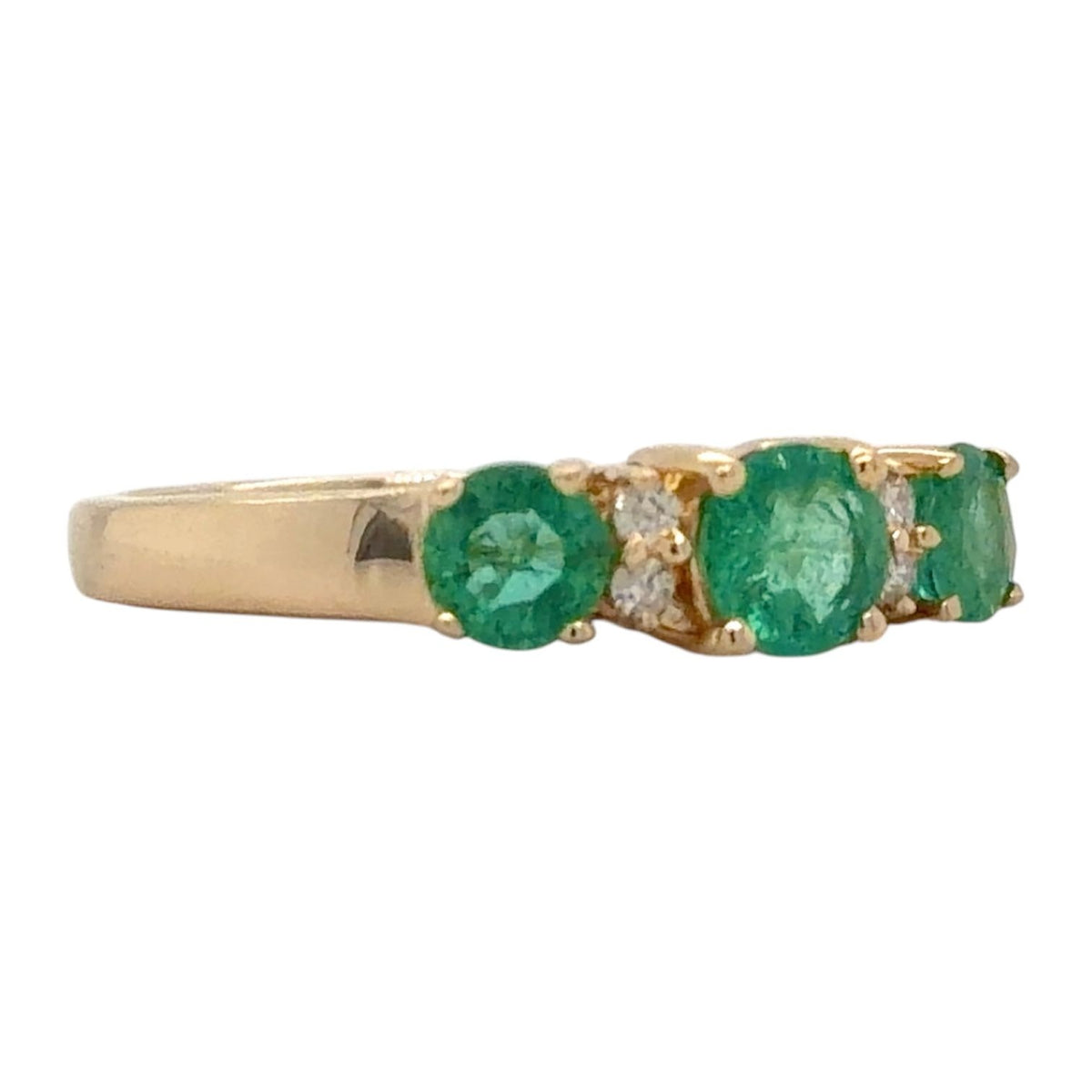 Emerald & Diamond 14k Yellow Gold Ring 3g Size 7
