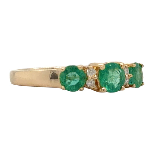 Emerald & Diamond 14k Yellow Gold Ring 3g Size 7