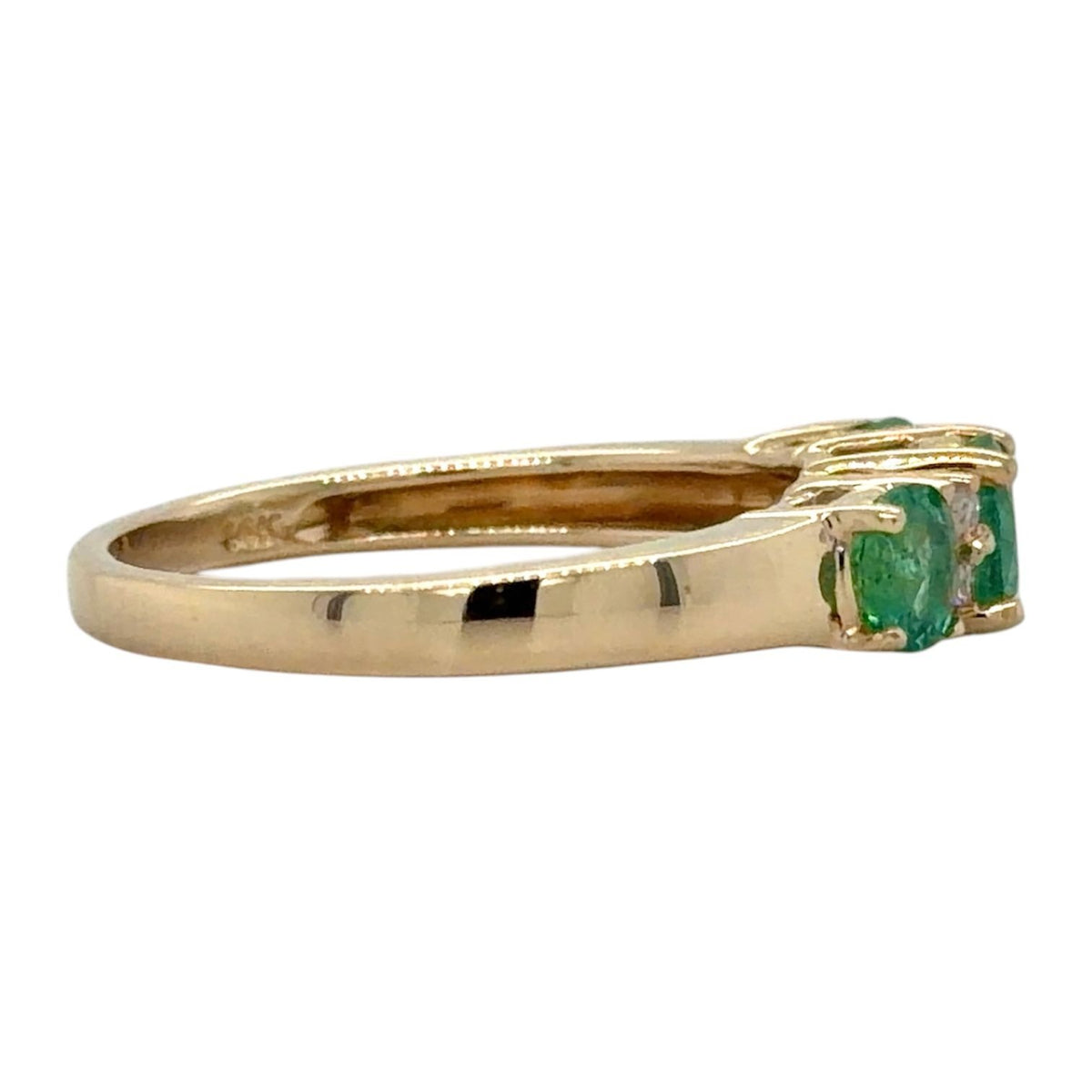 Emerald & Diamond 14k Yellow Gold Ring 3g Size 7