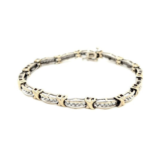 10k Two-Tone Gold Diamond Bracelet 7.25" Long 3/4ct Total Weight 12.6g