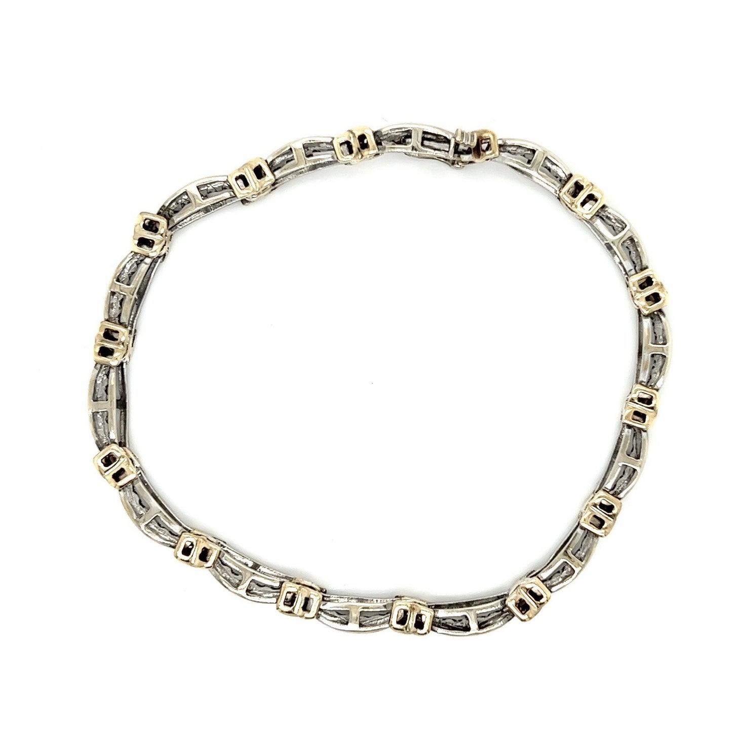 10k Two-Tone Gold Diamond Bracelet 7.25" Long 3/4ct Total Weight 12.6g