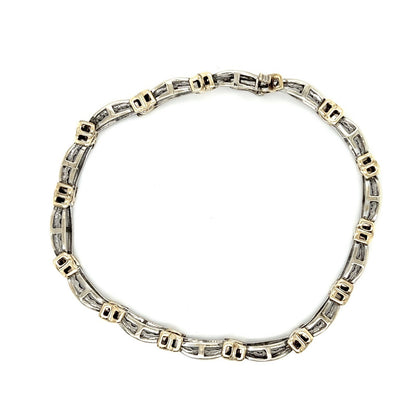 10k Two-Tone Gold Diamond Bracelet 7.25" Long 3/4ct Total Weight 12.6g