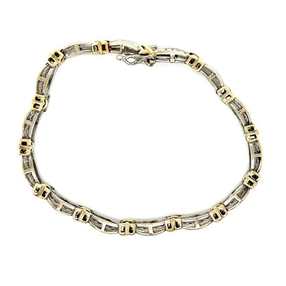 10k Two-Tone Gold Diamond Bracelet 7.25" Long 3/4ct Total Weight 12.6g