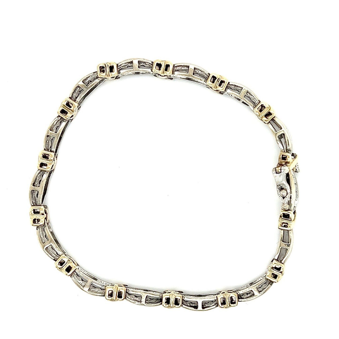 10k Two-Tone Gold Diamond Bracelet 7.25" Long 3/4ct Total Weight 12.6g