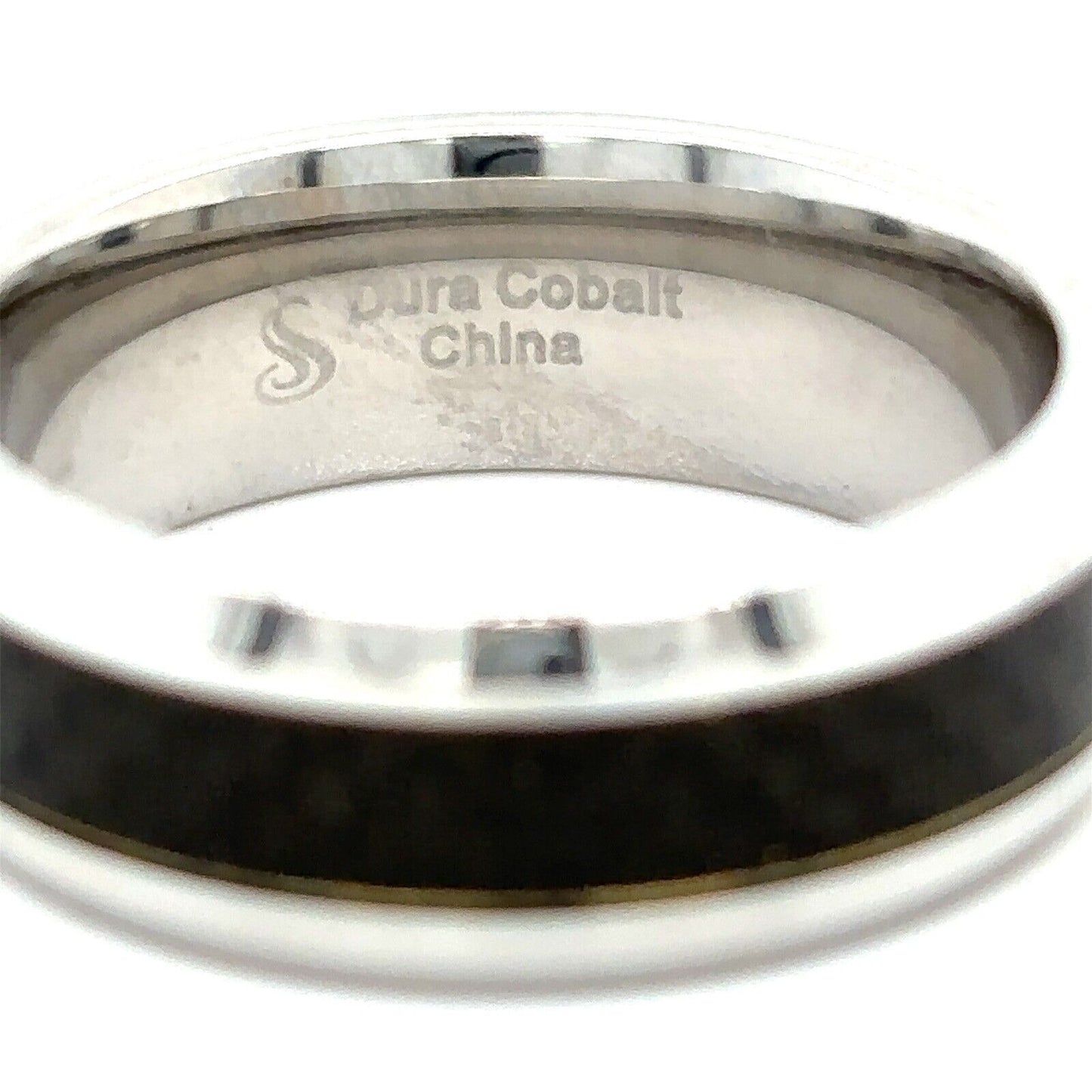 Dura Cobalt 8 mm Beveled-Edge Band With Black Carbon Fiber Inlay Size 10.5