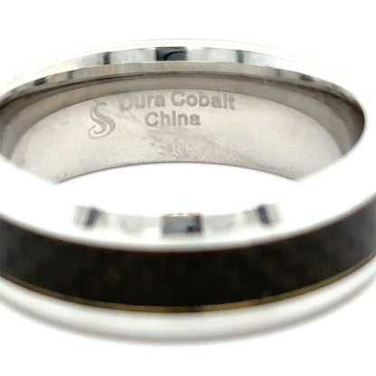 Dura Cobalt 8 mm Beveled-Edge Band With Black Carbon Fiber Inlay Size 10.5