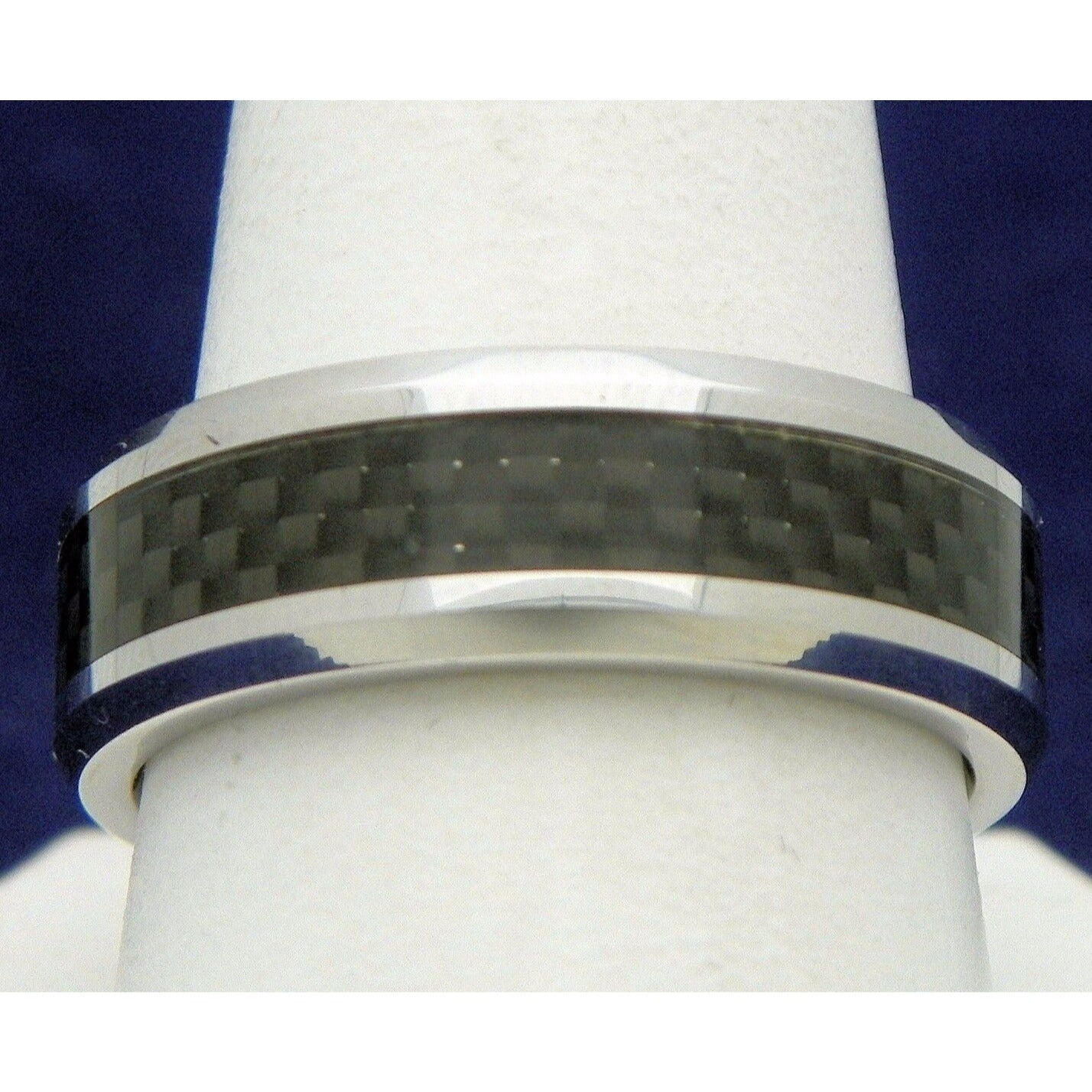 Dura Cobalt 8 mm Beveled-Edge Band With Black Carbon Fiber Inlay Size 10.5