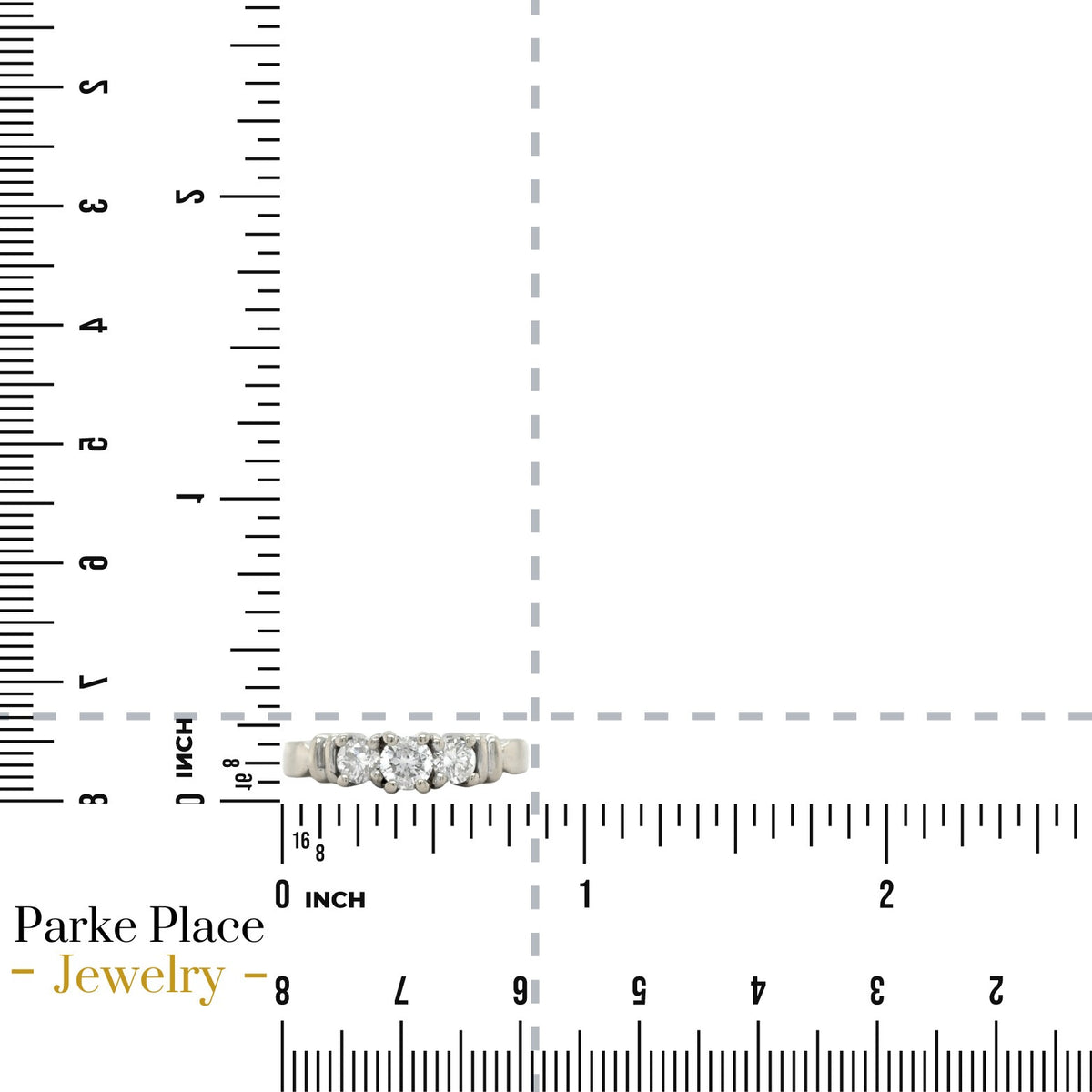 1/2ctw Three-Stone Diamond Size 14k White Gold Engagement Ring 3.4g Size 4.75