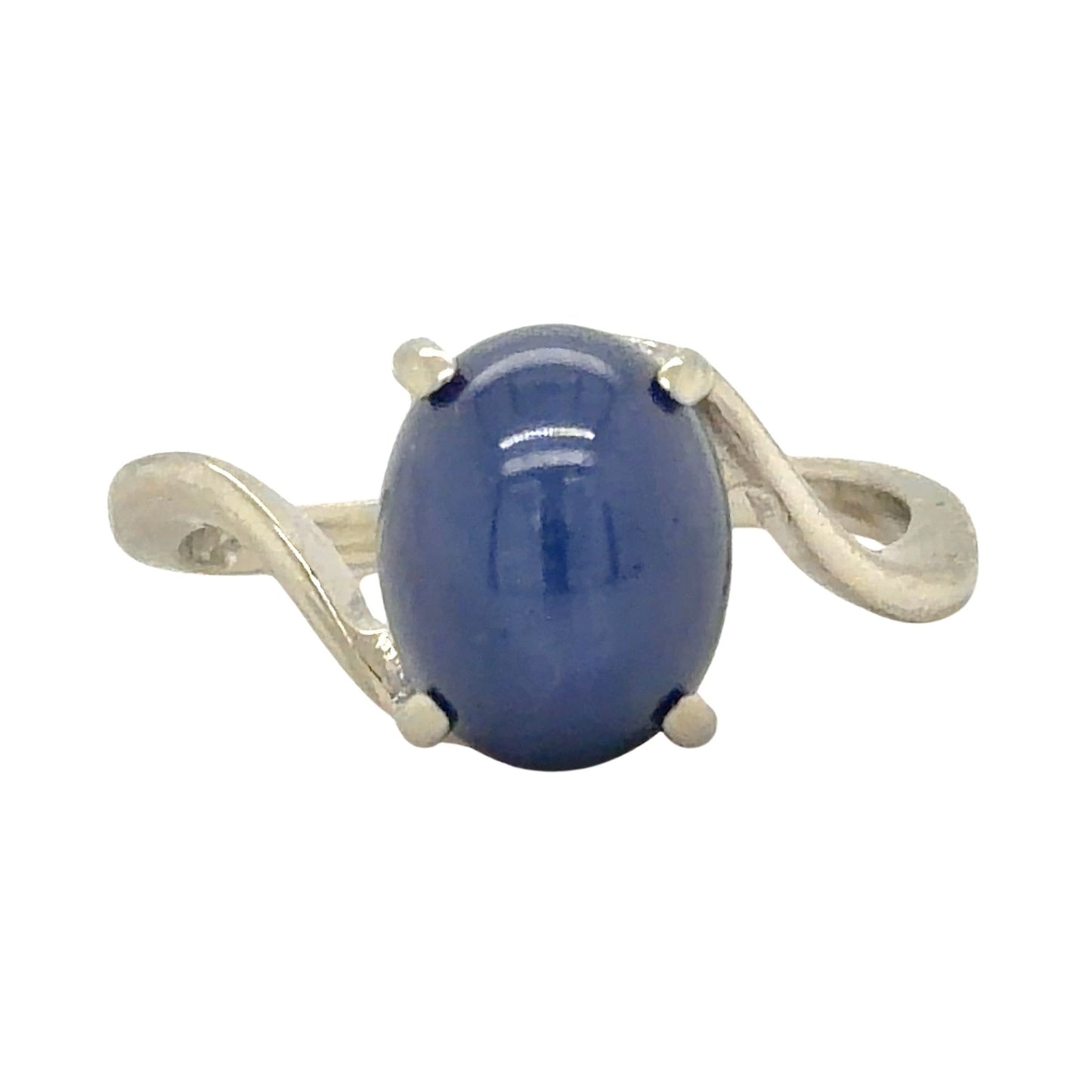 Star Sapphire Solitaire 14k White Gold Ring 3.6g Size 6.5